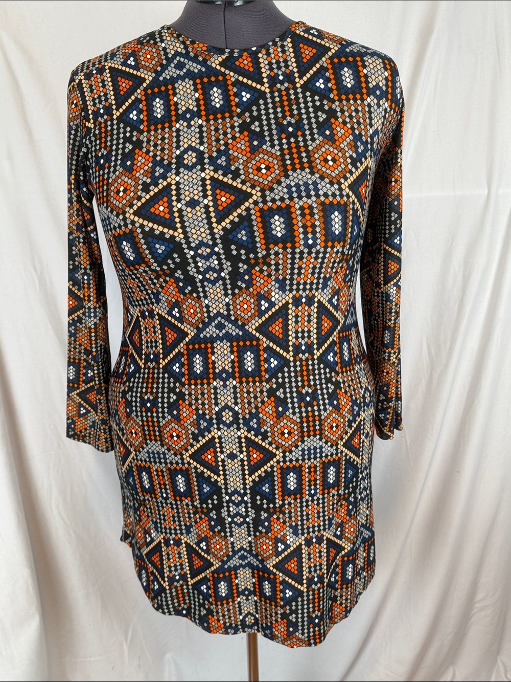 Vintage Cotton Life Collection Long Sleeve Geometric Print Tunic XXL